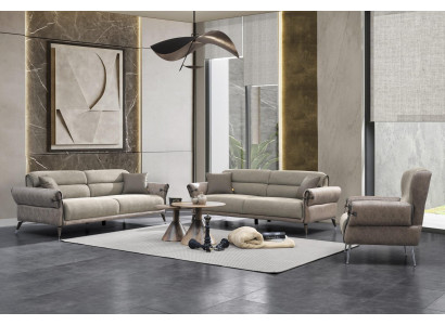 Wohnzimmer Luxus Set 3tlg 2x Sofa Dreisitzer Einrichtung Sessel Polstermöbel
