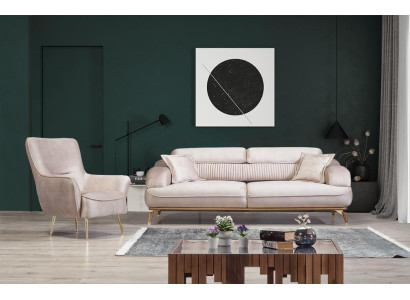 Wohnzimmer Set Luxus Sofa Dreisitzer Einrichtung Polster Möbel Sessel Textil