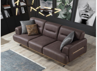 Braun Sofa Wohnzimmer Couch Dreisitzer Luxus Einrichtung Polster Möbel