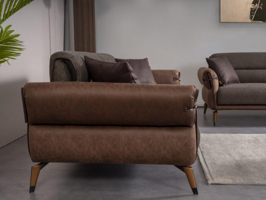 Braun Sofa Zweisitzer Wohnzimmer Polstermöbel Couch Neu Einrichtung