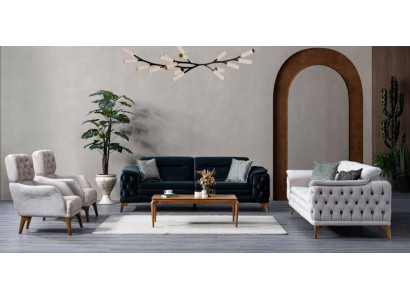 Moderne Chesterfield Sofagarnitur Dreisitzer Zweisitzer Sessel Sitz Set