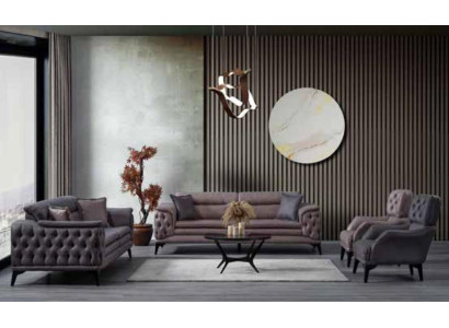 Luxusmöbel Brauner Wohnzimmer Zweisitzer Textil und Leder Sofas Modern