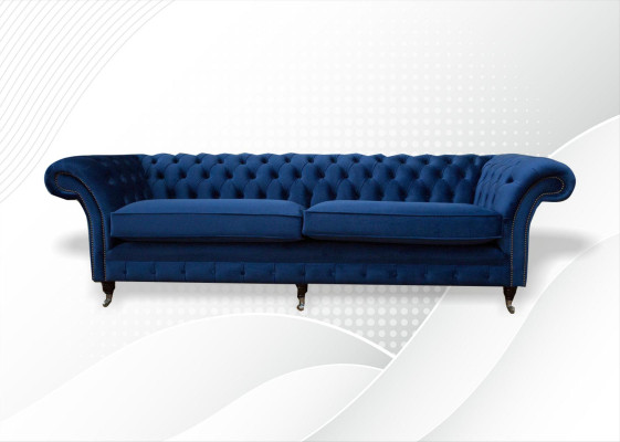 Blaue xxl Big Sofa Couch Chesterfield 265cm Polster Sofas 4 Sitzer