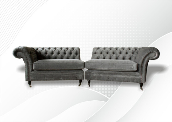 XXL Chesterfield Sofa 4 Sitzer Couch Polster Sitz Garnitur Textil Leder