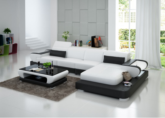 Eleganz Neues L-förmiges Designer-Ledersofa für stilvolle Wohnräume