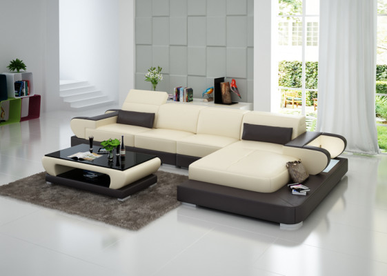 Eleganz Neues L-förmiges Designer-Ledersofa für stilvolle Wohnräume