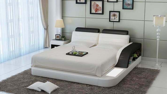 Modernes Schlafzimmer Bett Hochwertiges Design Betten Polster Multifunktion +USB