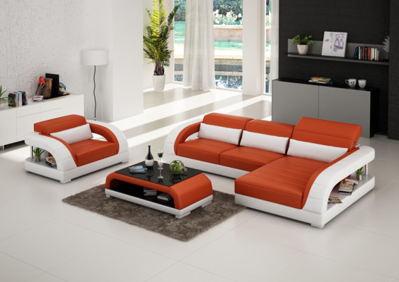 Ledersofa Couch Wohnlandschaft Ecksofa Sessel Set Garnitur Design Sofa