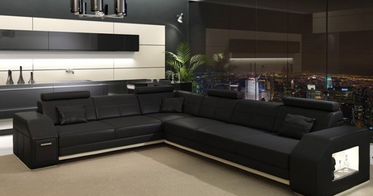 Ecksofa Sofa Couch Polster Sitz Ecke Textil Stoff Wohnlandschaft Leder EbernW