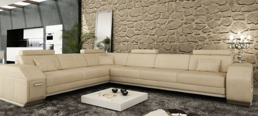 Ecksofa Sofa Couch Polster Sitz Ecke Textil Stoff Wohnlandschaft Leder EbernW