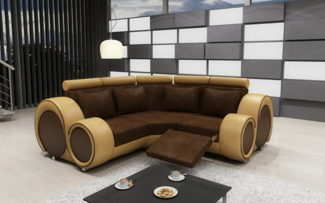 Ecksofa Sofa Couch Polster Wohnlandschaft Textil Eck Sofas Garnitur Stoff BER-X