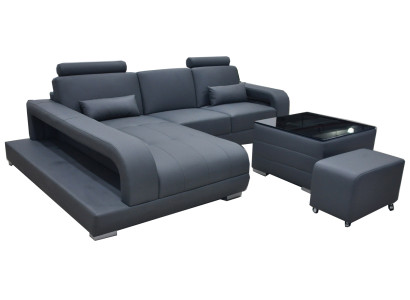 XXL Couch Ecksofa Leder Wohnlandschaft Garnitur Design Modern Sofa L-Form F3017C