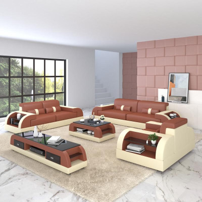 Sofagarnitur Couch Polster Sofa 3+1 Komplett Set Garnituren Design Leder 2tlg.