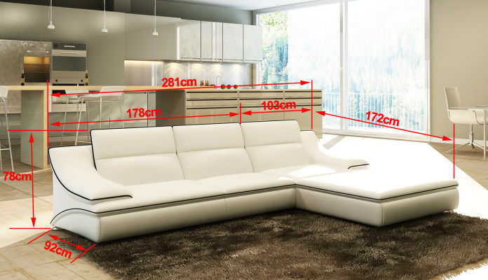 Ledersofa Couch Wohnlandschaft Ecksofa Eck Garnitur Design Modern Sofa A1160C