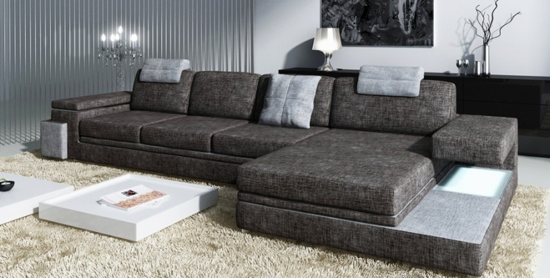 Design Ledersofa Sofa Couch Polster Wohnlandschaft Eck Garnitur Ecke Tachau BS