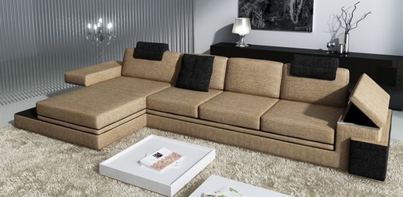 Design Ledersofa Sofa Couch Polster Wohnlandschaft Eck Garnitur Textil