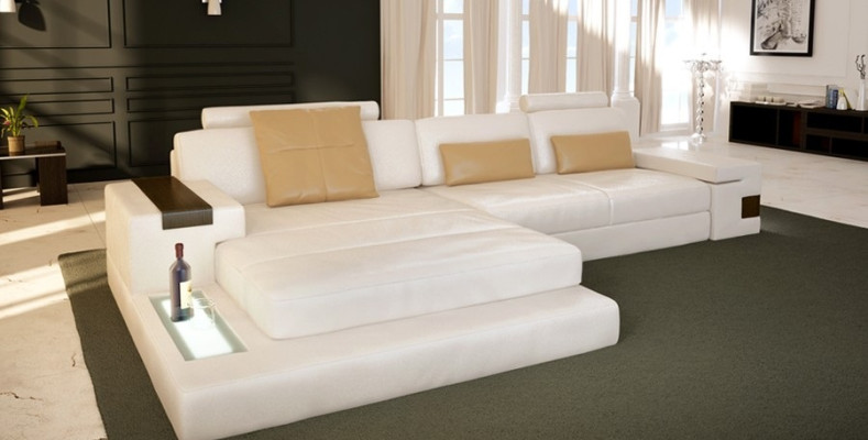 Ledersofa Sofa Couch Polster Eck Garnitur L Form Sitzecke Bellini Textil Stoff