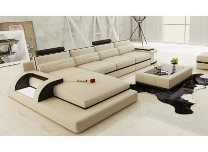 Ecksofa Garnitur Polster Sofa Couch Wohnlandschaft Sitz Eck Textil Leder