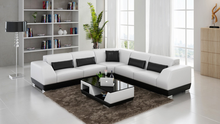 Ledersofa Couch Wohnlandschaft Sofa Ecksofa Eck Garnitur Modern Design