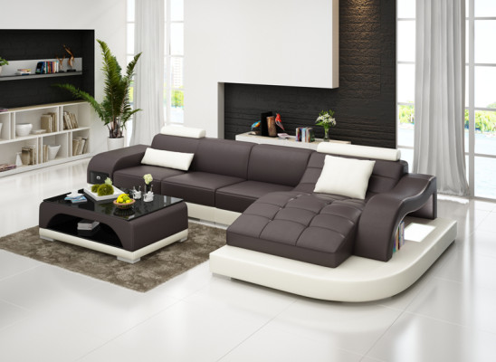 Leder Eck Sofa Couch Wohnlandschaft Luxus Garnitur Ecke Sofas Couchen