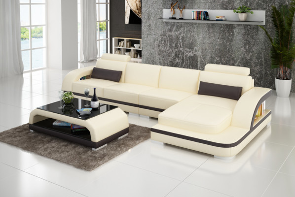 Ledersofa Couch Wohnlandschaft Ecksofa Eck Garnitur Design Modern Sofa G8011C