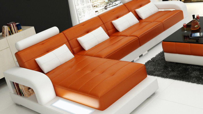 Ledersofa Couch Wohnlandschaft Ecksofa Eck Garnitur Design Modern Sofa L6008C