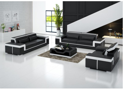 Sofagarnitur 3+2 Sitzer Leder Sofa Couch Polster Garnitur Sofagarnitur G8020D