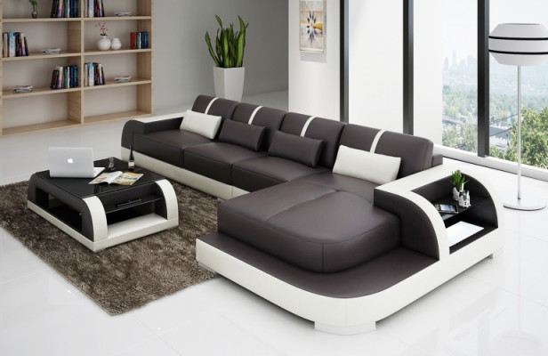 Ecksofa Sofa Couch Polster Wohnlandschaft Polsterecke Designsofa Ledersofa LubyB