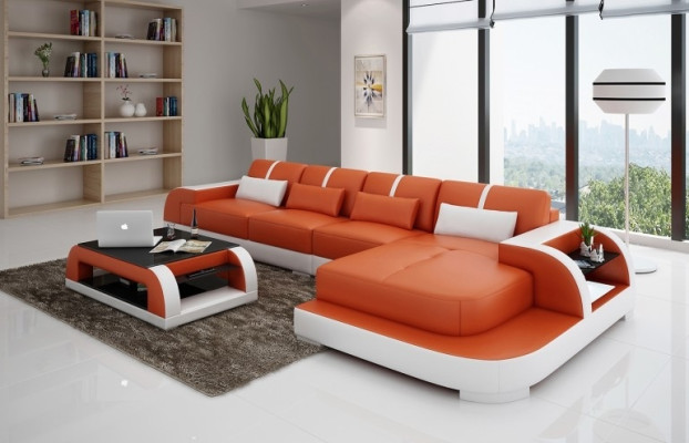 Ecksofa Sofa Couch Polster Wohnlandschaft Polsterecke Designsofa Ledersofa LubyB