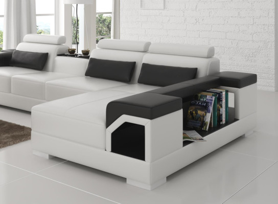 Ledersofa Couch Wohnlandschaft Ecksofa Eck Garnitur Design Modern Sofa G8010C