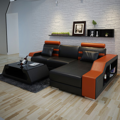 Ledersofa Couch Wohnlandschaft Ecksofa Eck Garnitur Design Modern Sofa L6016E