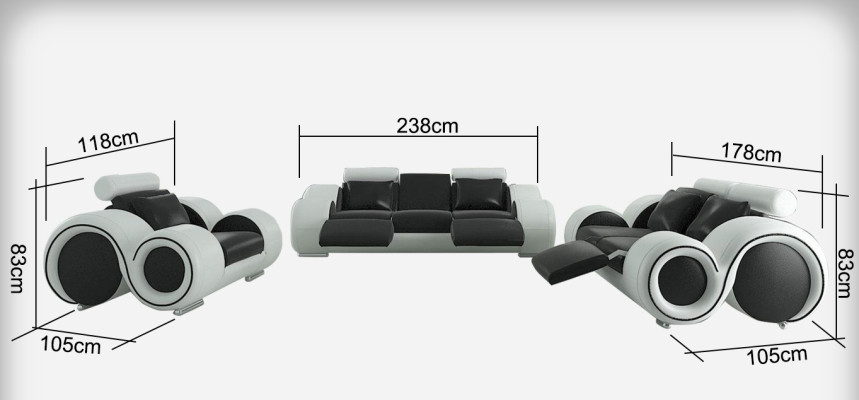 Ledersofa Couch Wohnlandschaft 3+2+1 Sitzer Garnitur Design Modern Sofa A1163D