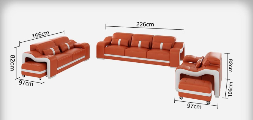 Design Sofagarnitur Couch Polster Sofas Leder Modern 3+1 Sitzer Komplett Set Neu