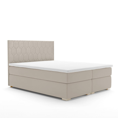 Boxspring Bett Hotel Luxus Betten Polster Funktion Kasten Beige Doppel 180x200