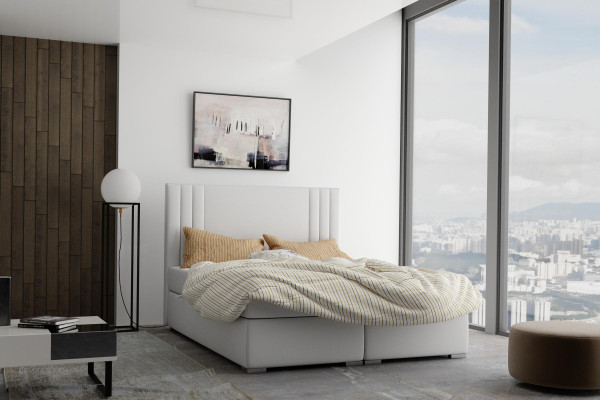 Boxspring Bett Hotel Doppel Bett Luxus Betten Polster Funktion Bettkasten Beige