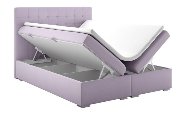 Komplett Set Matratze & Topper Boxspring Bett Pink Polster 180x200cm