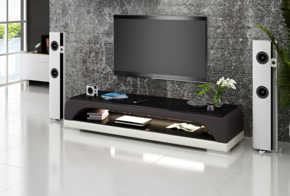 RTV TV Sideboard Leder Glas Tisch Fernseh Schrank Tisch Designer Dekor