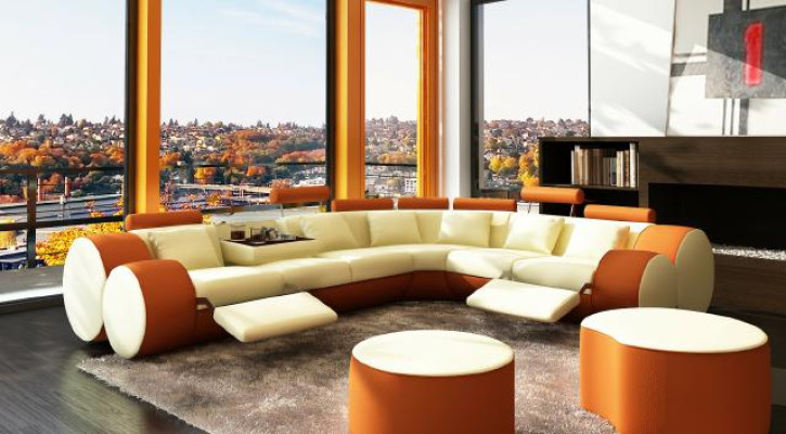 Ecksofa Sofa Couch Polster Wohnlandschaft Leder Eck Sofas Garnitur L Form Madrid