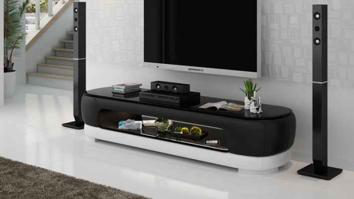 RTV TV Sideboard Dekor Leder Glas Tisch Fernseh Schrank Tisch Designer