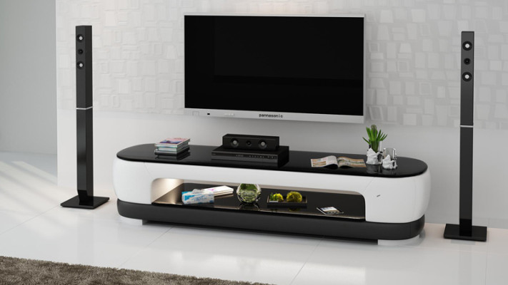 RTV TV Sideboard Dekor Leder Glas Tisch Fernseh Schrank Tisch Designer
