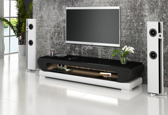 RTV TV Sideboard LederTisch Designer Glas Tisch Fernseh Schrank Neu Modern