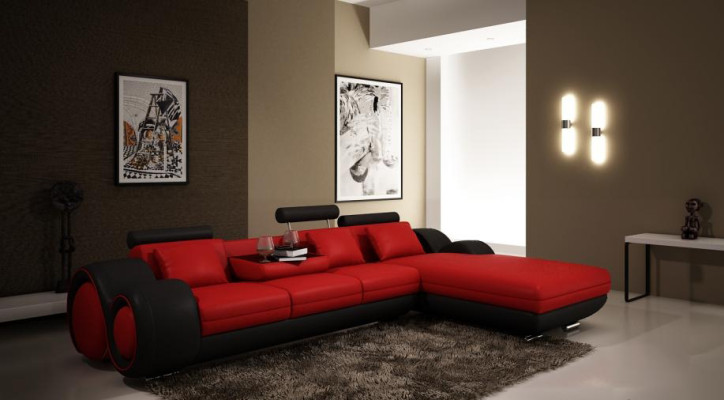Patentiertes Design Ecksofa Sofa Couch Polster Leder Ecke BERLIN2 Wohnlandschaft