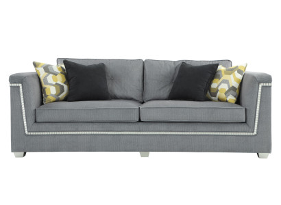 Sofagarnitur 3+1 Grau Wohnzimmer Textil Polstermöbel Modernes Sofa