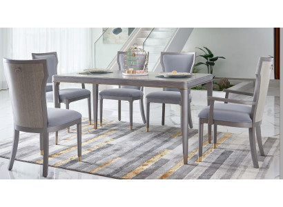 Luxus Möbel Esstisch Tisch Esszimmer Wohnzimmer Holz Edelstahl Design