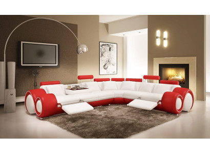 Ledersofa Couch Wohnlandschaft Ecksofa Eck Garnitur Design Modern Sofa A1163