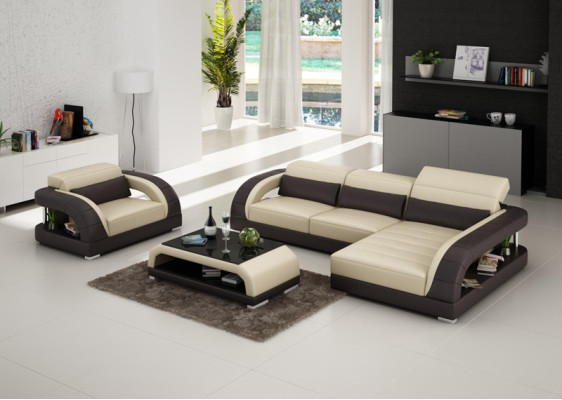 Ledersofa Couch Wohnlandschaft Ecksofa Sessel Set Garnitur Design Sofa USB Neu
