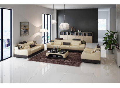 Sofagarnitur Couch Polster Sofa 3+1+1 Garnituren Design Leder 3tlg. Komplett Set