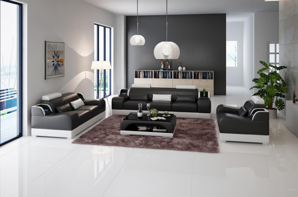 Sofagarnitur Couch Polster Sofa 3+1+1 Garnituren Design Leder 3tlg. Komplett Set