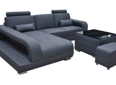 XXL Couch Ecksofa Leder Wohnlandschaft Garnitur Design Modern Sofa L-Form + USB