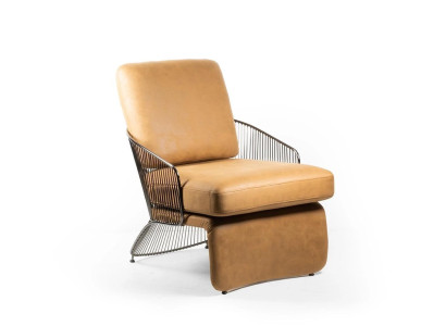 Braun Designer Sessel Leder Polstermöbel Wohnzimmer Luxus Sitzmöbel
